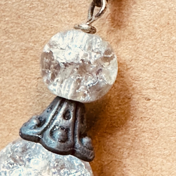 Clear Quartz with Crackle and Metal Dangle Hook Earrings - Picture 9 of 13